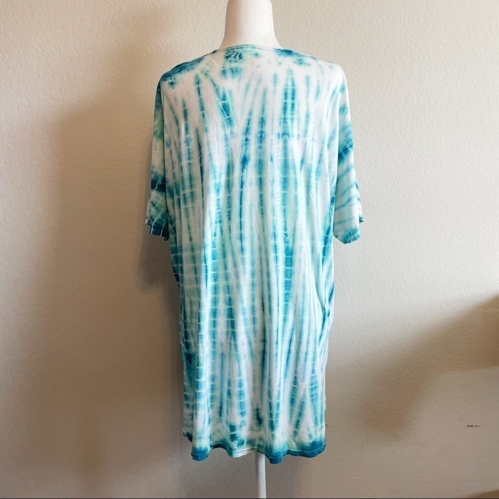 Mumu Mellow Blue Turquoise Tie Dye Short Sleeve Cover Top Shirt Size Small - Picture 5 of 8